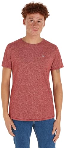 Tommy Jeans Herren TJM XSLIM Jaspe C Neck EXT DM0DM09586 Kurzarm Strickoberteile, Rot, S von Tommy Jeans