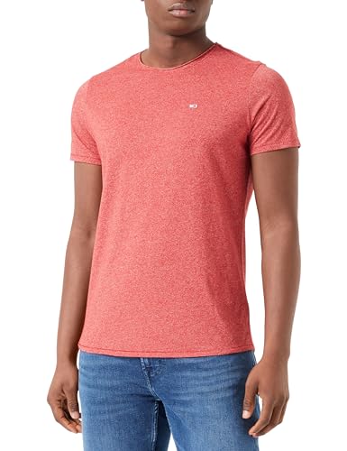 Tommy Jeans Herren TJM XSLIM Jaspe C Neck EXT DM0DM09586 Kurzarm Strickoberteile, Rot, XXL von Tommy Jeans