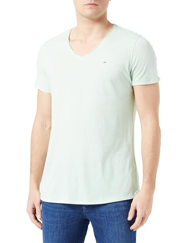 Tommy Jeans Herren T-Shirt Kurzarm Tjm Slim Jaspe V Neck V-Ausschnitt, Grün (Opal Green), L von Tommy Jeans