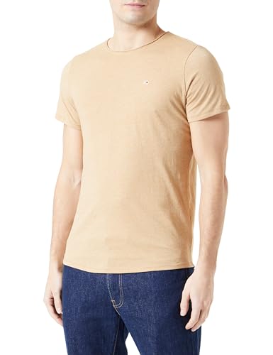 Tommy Jeans Herren TJM XSLIM Jaspe C Neck EXT DM0DM09586 Kurzarm Strickoberteile, Beige, M von Tommy Jeans