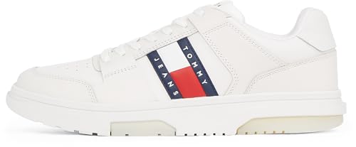 TOMMY JEANS Herren Low Profile Sneaker Brooklyn Essential aus Leder, Weiß (Ecru), 46 von TOMMY JEANS
