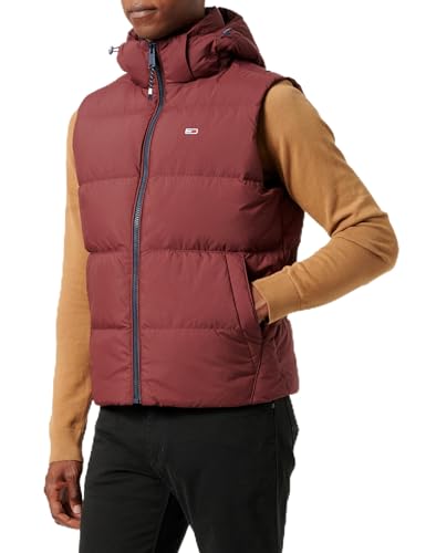 Tommy Jeans Herren Weste Essential Down Vest mit Kapuze, Rot (Deep Rouge), S von Tommy Jeans