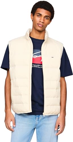 Tommy Jeans Herren Weste Light Down Vest Steppweste, Elfenbein (Newsprint), M von Tommy Jeans