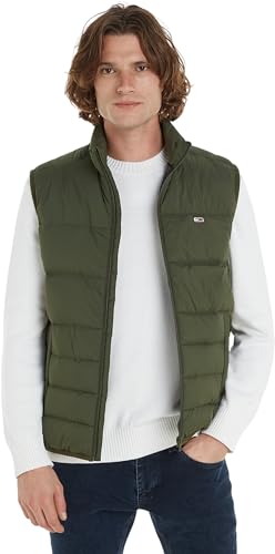 Tommy Jeans Herren Weste Light Down Vest Steppweste, Grün (Fatigue Green), S von Tommy Jeans