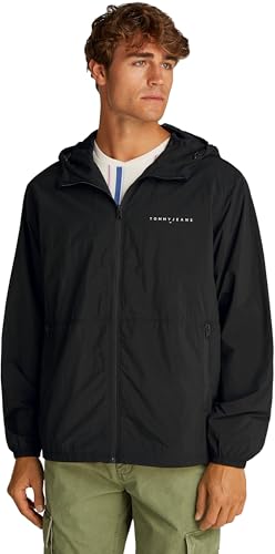 Tommy Jeans Herren Windbreaker Jacke Chicago mit Kapuze, Schwarz (Black), XL von Tommy Jeans