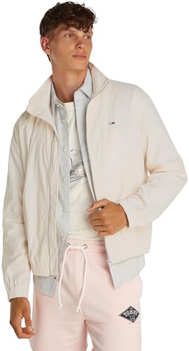 Tommy Jeans Herren Windbreaker Jacke Essential Stehkragen, Elfenbein (Ancient White), XXL von Tommy Jeans