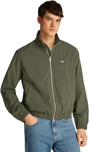 Tommy Jeans Herren Windbreaker Jacke Essential Stehkragen, Grün (Fatigue Green), 4XL von Tommy Jeans