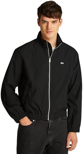 Tommy Jeans Herren Windbreaker Jacke Essential Stehkragen, Schwarz (Black), S von Tommy Jeans