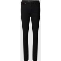 Tommy Jeans High Rise Super Skinny Fit Jeans mit Label-Patch Modell 'SYLVIA' in Black, Größe 28/30 von Tommy Jeans