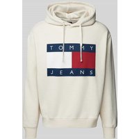 Tommy Jeans Hoodie mit Logo-Print in Beige Melange, Größe XL von Tommy Jeans