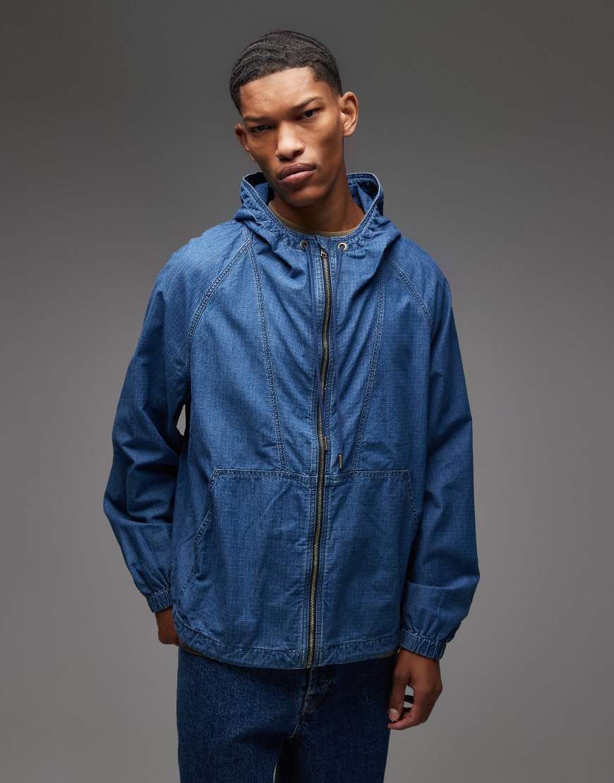 Tommy Jeans - Jacke in Dunkelblau aus Rippstopp mit durchgehendem Reißverschluss-Marineblau von Tommy Jeans
