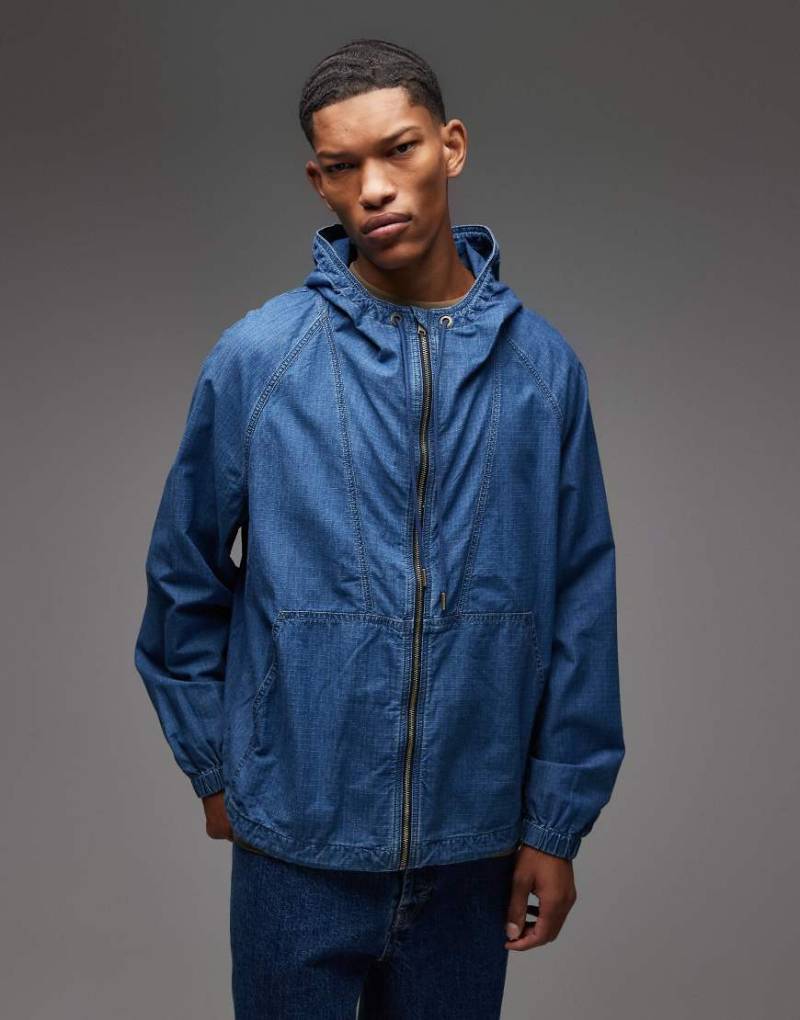 Tommy Jeans - Jacke in Dunkelblau aus Rippstopp mit durchgehendem Reißverschluss-Marineblau von Tommy Jeans