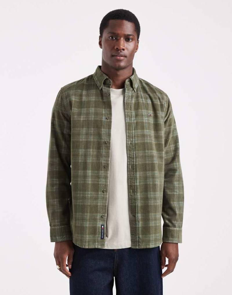 Tommy Jeans - Kariertes Hemd aus Cord in Dunkelgrün von Tommy Jeans