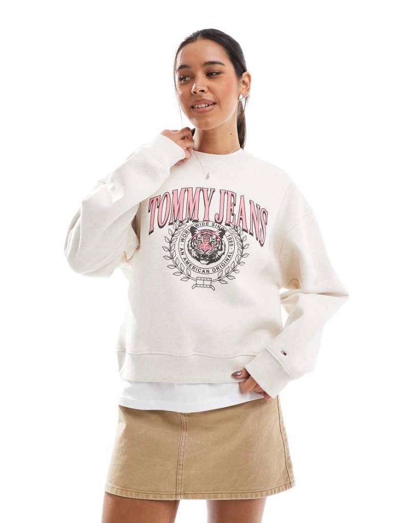 Tommy Jeans - Kastig geschnittenes Sweatshirt mit mehrfarbigem Logo-Neutral von Tommy Jeans