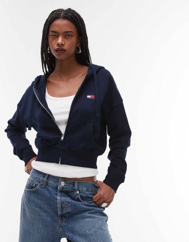 Tommy Jeans - Kastige Kapuzenjacke in Marineblau mit Reißverschluss von Tommy Jeans