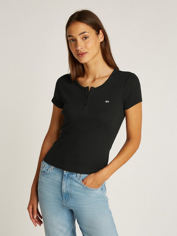 Tommy Jeans T-Shirt TJW SLIM BUTTON RIB C-NECK SS mit Knöpfen von Tommy Jeans