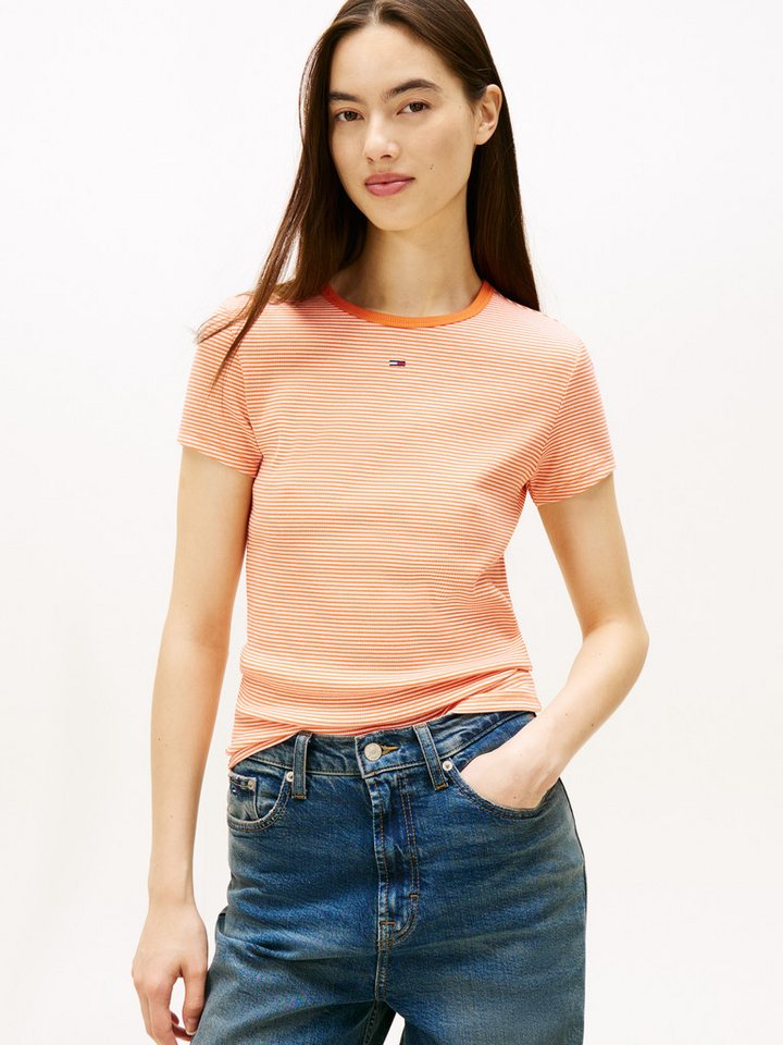 Tommy Jeans Kurzarmshirt TJW SLIM ESSENTIAL RIB SS EXT mit gerippter Struktur von Tommy Jeans
