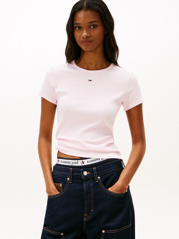 Tommy Jeans Kurzarmshirt TJW SLIM ESSENTIAL RIB SS EXT mit gerippter Struktur von Tommy Jeans