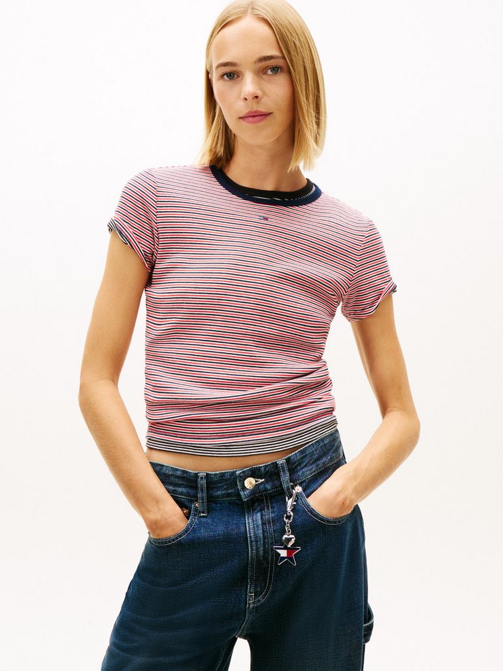 Tommy Jeans Kurzarmshirt TJW SLIM ESSENTIAL RIB SS EXT mit gerippter Struktur von Tommy Jeans