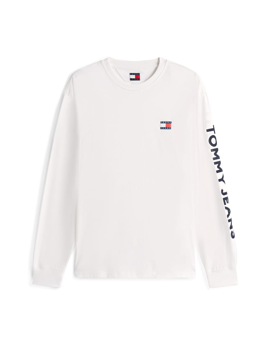 Tommy Jeans - Langärmliges Shirt in Weiß mit Logo-Schwarz von Tommy Jeans