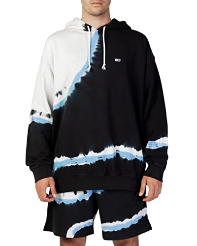 Tommy Jeans Langarm Hoodie Kapuze Batik-Muster schwarz Größe L von Tommy Jeans