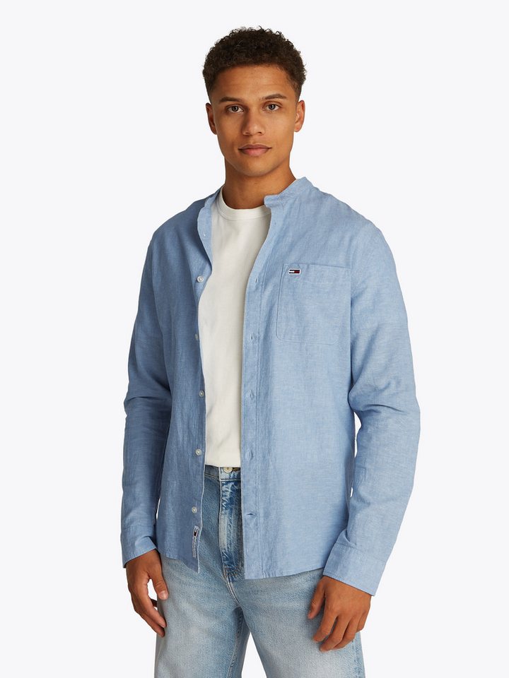 Tommy Jeans Langarmhemd TJM LINEN MIX BAND COLLAR SHIRT von Tommy Jeans