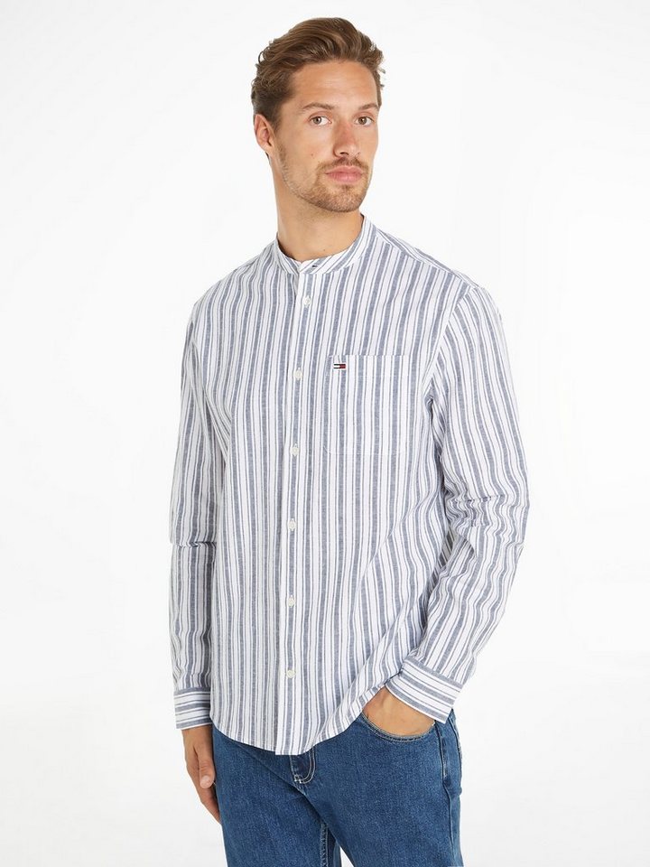Tommy Jeans Langarmhemd TJM MAO STRIPE LINEN BLEND SHIRT von Tommy Jeans