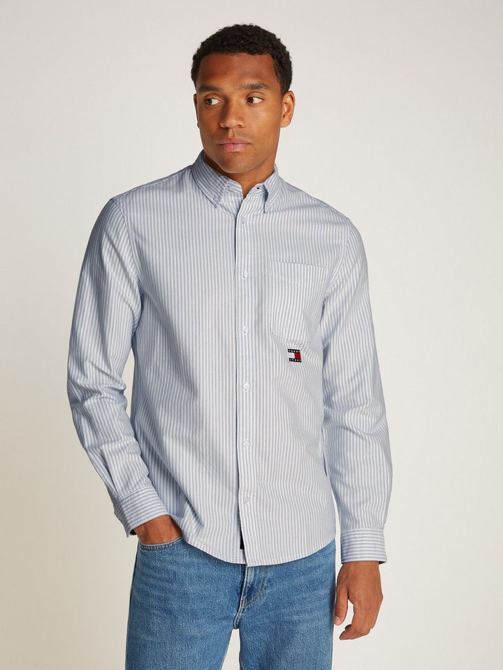 Tommy Jeans Langarmhemd TJM STRIPE OXFORD SHIRT EXT mit Logostickerei von Tommy Jeans