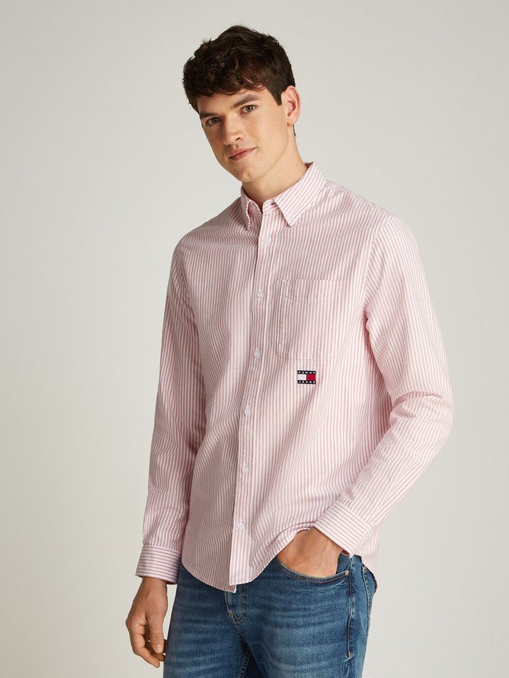 Tommy Jeans Langarmhemd TJM STRIPE OXFORD SHIRT EXT mit Logostickerei von Tommy Jeans