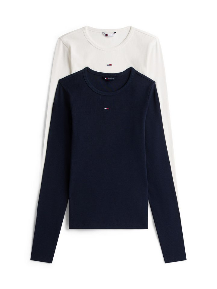 Tommy Jeans Langarmshirt TJW 2PACK SLIM ESSENTIAL RIB LS (Packung, 2-tlg., 2er-Pack) in Rippoptik, mit Logostickerei von Tommy Jeans