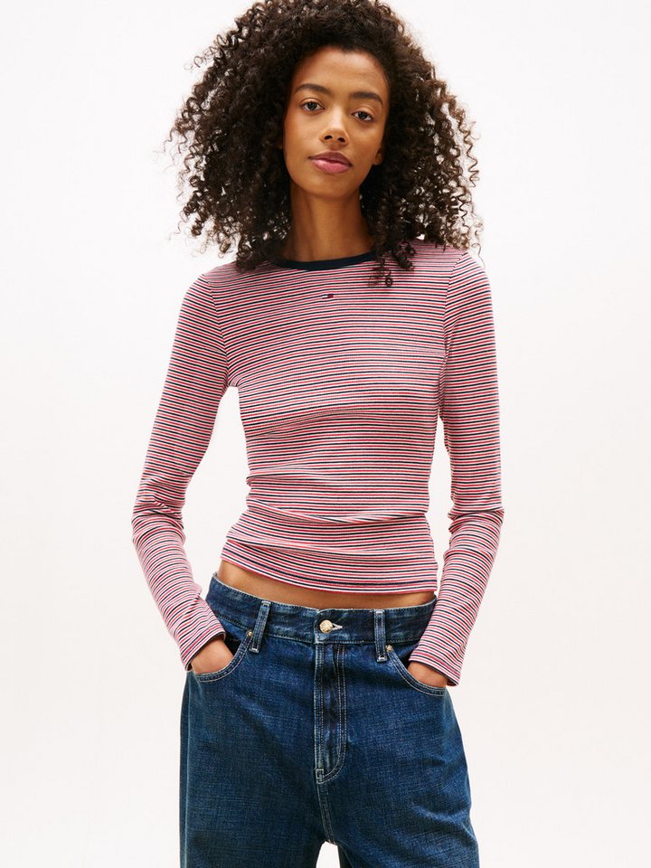 Tommy Jeans Langarmshirt TJW SLIM ESSENTIAL RIB LS mit Logostickerei von Tommy Jeans