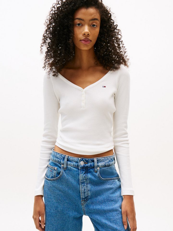 Tommy Jeans Langarmshirt TJW SLIM HENLEY WAFFLE LS von Tommy Jeans