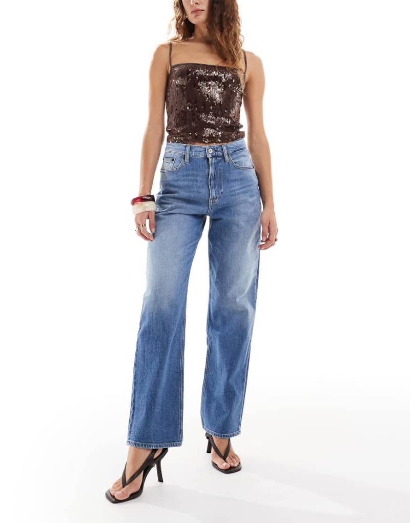 Tommy Jeans - Layla - Schmale Straight Jeans in mittlerer Waschung-Blau von Tommy Jeans