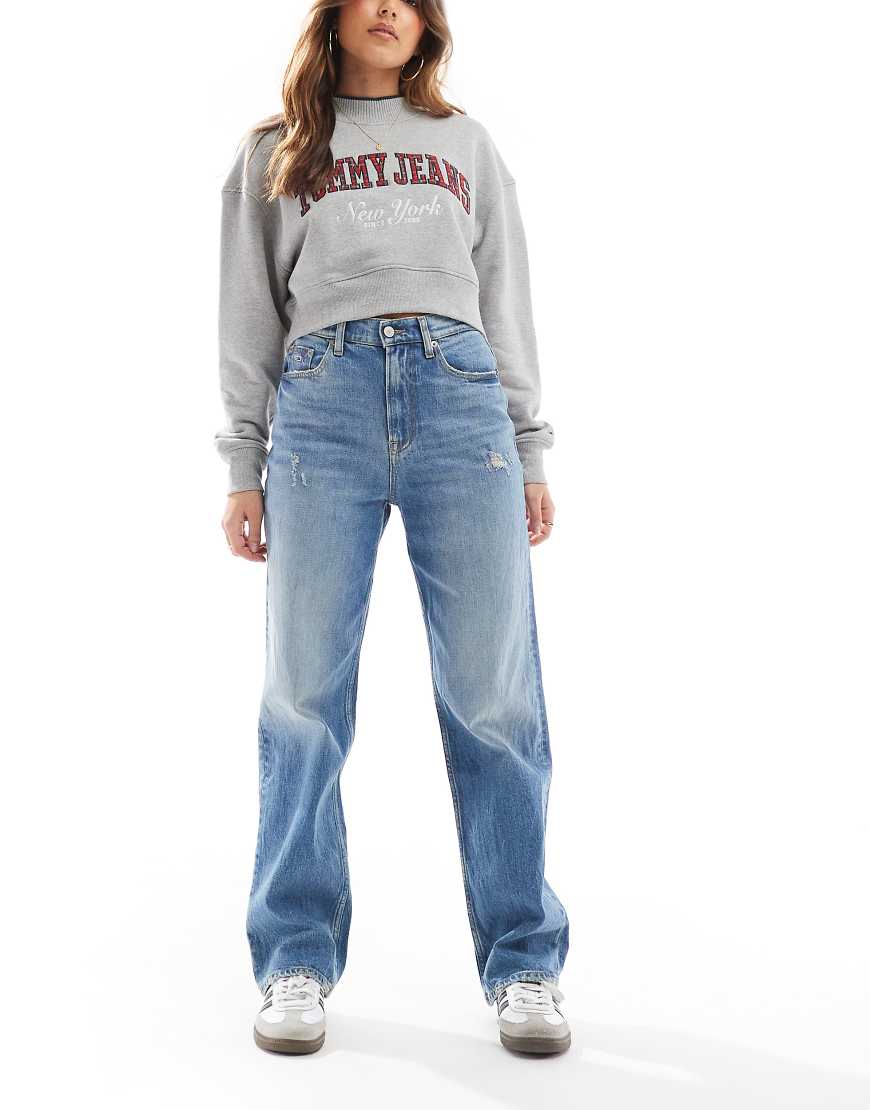Tommy Jeans - Layla - Schmale Straight Jeans in mittlerer Waschung-Blau von Tommy Jeans