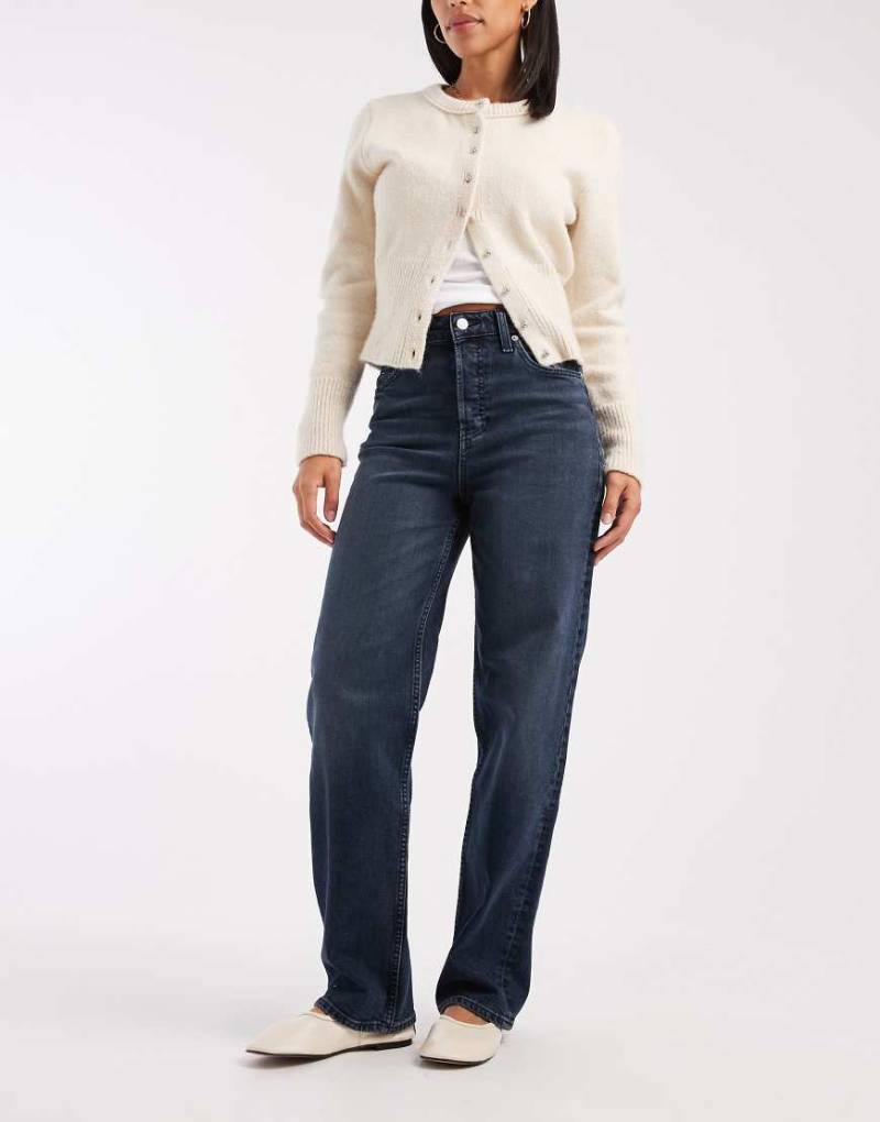 Tommy Jeans - Layla - Schmale Straight Jeans in verwaschenem Dunkelblau mit hohem Bund von Tommy Jeans