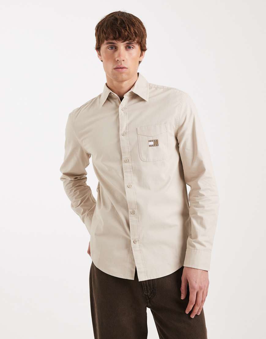 Tommy Jeans - Locker geschnittenes Hemd in verwaschenem Sand-Neutral von Tommy Jeans