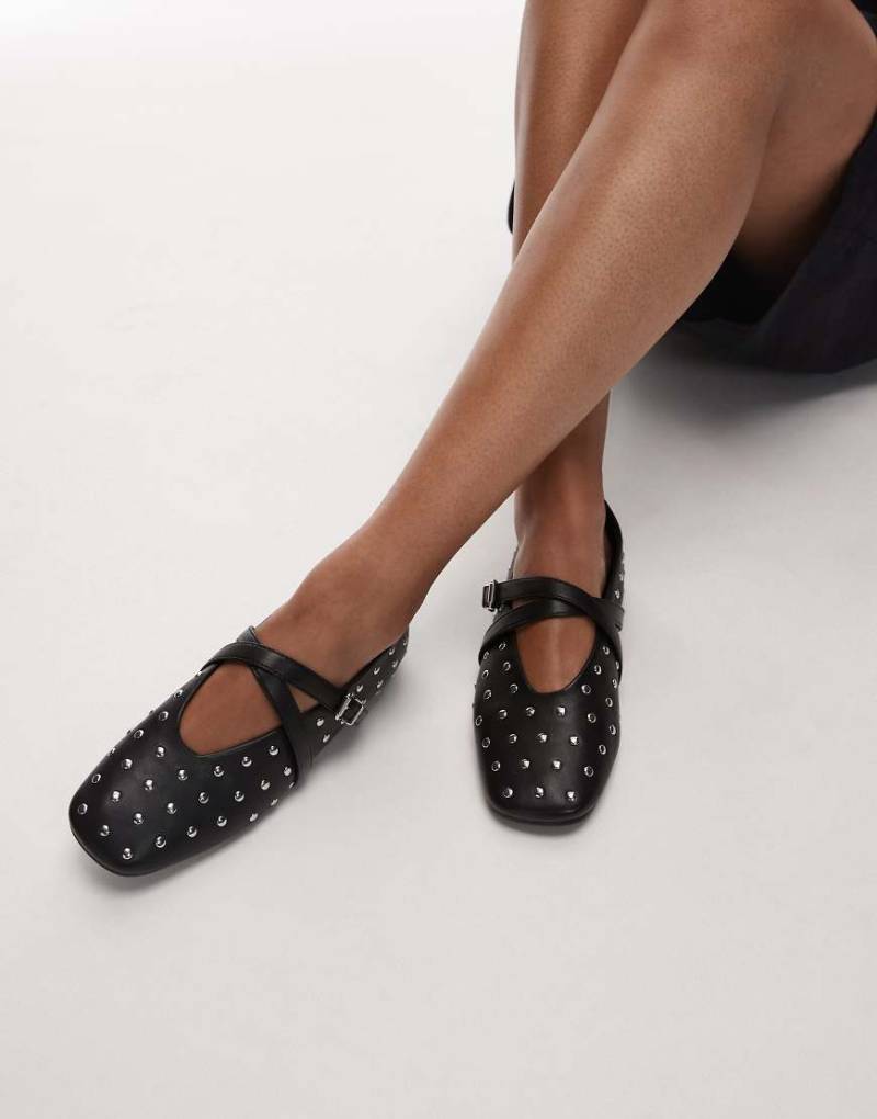 Tommy Jeans - Mary-Jane-Ballerinas in Schwarz mit Nieten von Tommy Jeans