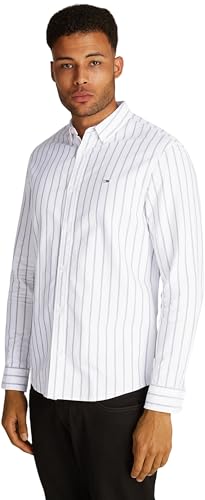 Tommy Jeans Men TJM REG OXFORD STRIPE SHIRT DM0DM19646 Blue (Dark Night Navy Stripe) M von Tommy Jeans