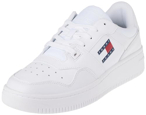 Tommy Jeans Herren Cupsole Sneaker Retro Basket Schuhe, Weiß (White), 46 EU von Tommy Jeans