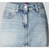 Tommy Jeans Micro-Mini-Jeansrock aus Baumwoll-Lyocell-Mix in Hellblau, Größe 25 Tommy Jeans Micro-Mini-Jeansrock aus Baumwoll-Lyocell-Mix in Hellblau, Größe 25 von Tommy Jeans