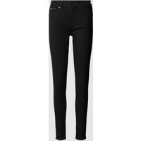 Tommy Jeans Mid Rise Skinny Fit Jeans mit Label-Patch Modell 'NORA' in BLACK, Größe 27/30 von Tommy Jeans