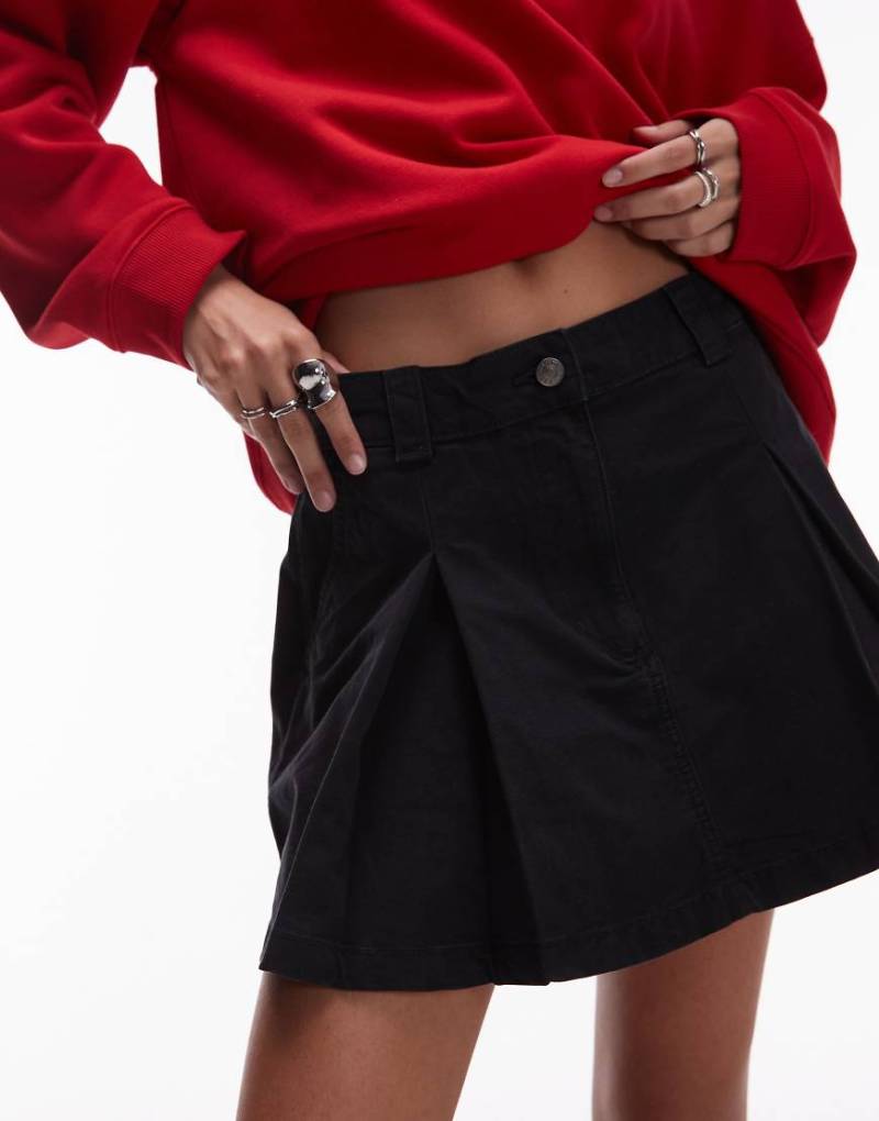 Tommy Jeans - Mini-Faltenrock aus Canvas in Schwarz von Tommy Jeans