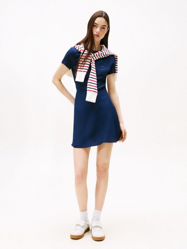 Tommy Jeans Minikleid TJW F&F SS MINI DRESS EXT Viskose, Rundhals, Kurzarm von Tommy Jeans