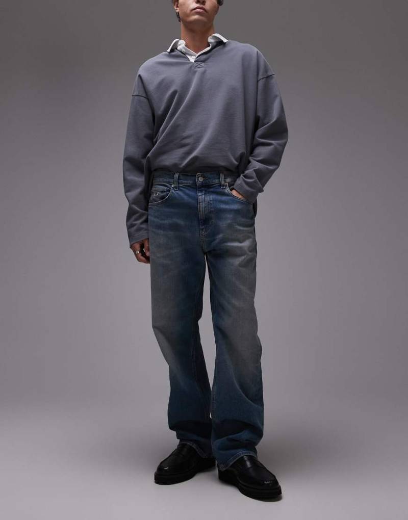 Tommy Jeans - Otis - Regulär geschnittene Jeans in ausgeblichener dunkelblauer Waschung-Marineblau von Tommy Jeans