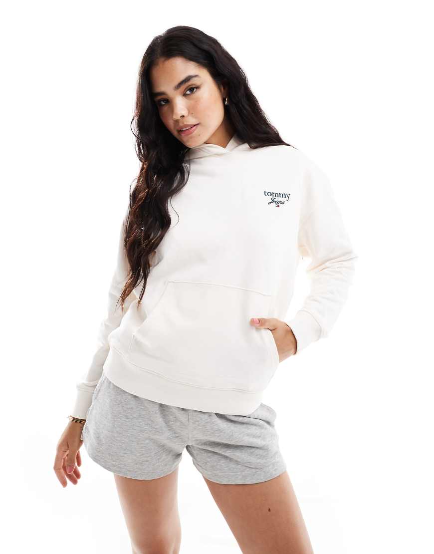Tommy Jeans - Oversize-Kapuzenpullover in gebrochenem Weiß mit Rückenprint von Tommy Jeans