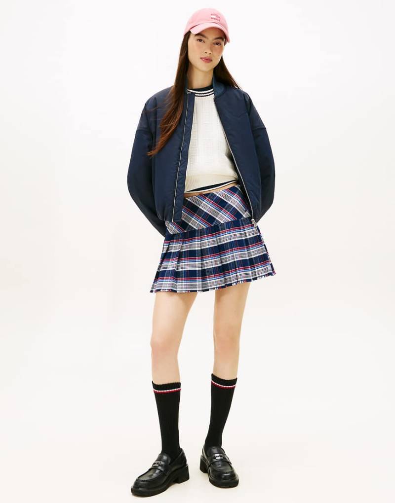 Tommy Jeans - Plissierter Minirock mit mehrfarbigem Schottenkaro-Blau von Tommy Jeans