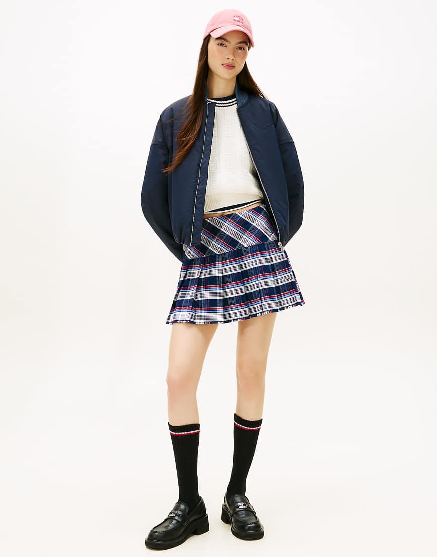 Tommy Jeans - Plissierter Minirock mit mehrfarbigem Schottenkaro-Blau von Tommy Jeans