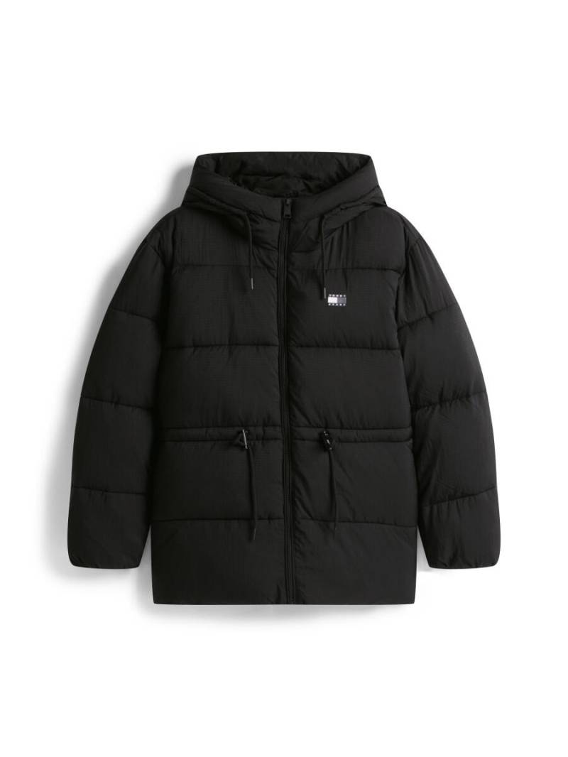 Tommy Jeans - Puffer-Jacke aus Ripstop-Gewebe mit Kapuze schwarz - Gr. - XL von Tommy Jeans