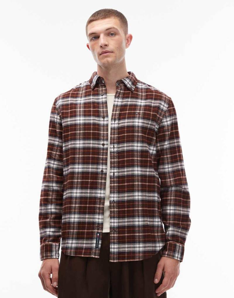 Tommy Jeans - Regular-Fit-Flanellhemd in kariertem Dunkelrot von Tommy Jeans