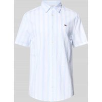 Tommy Jeans Regular Fit Freizeithemd aus Baumwoll-Leinen-Mix in Hellblau, Größe XXL von Tommy Jeans